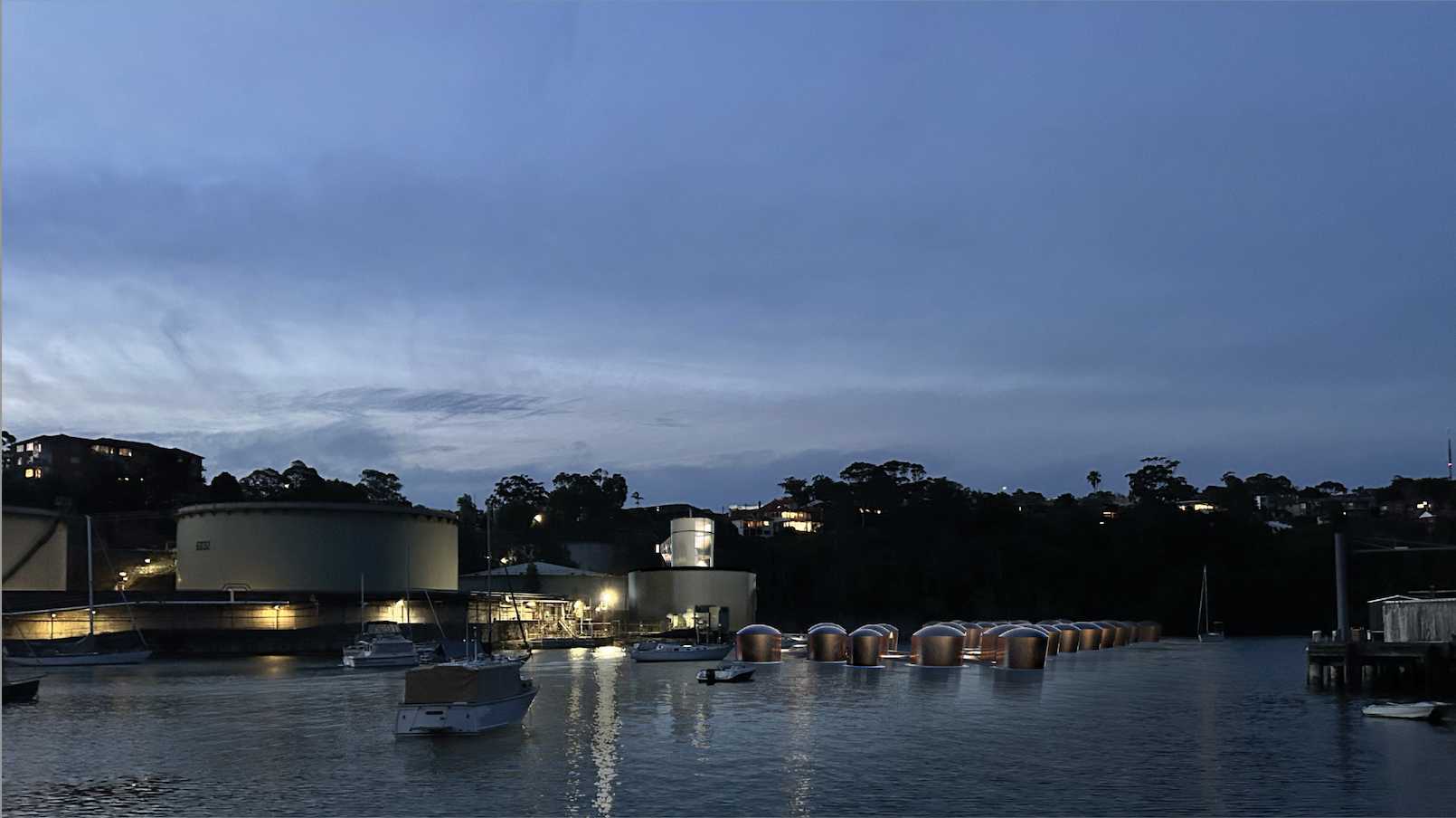 Render of ENCAPSULATE from across Gore Cove