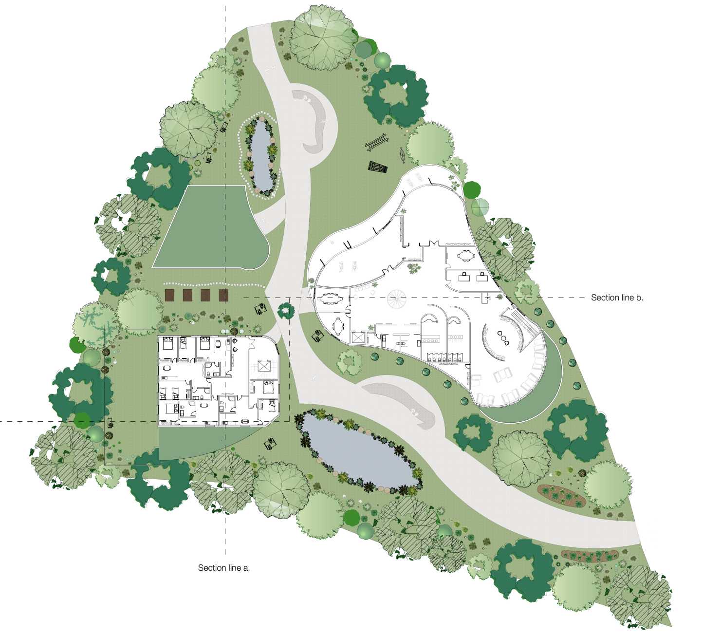 The first floor of the community centre promotes wellbeing and education with spaces for learning, movement, and mindfulness. Whilst, the co-living includes four affordable apartments, encouraging residents to use shared spaces.