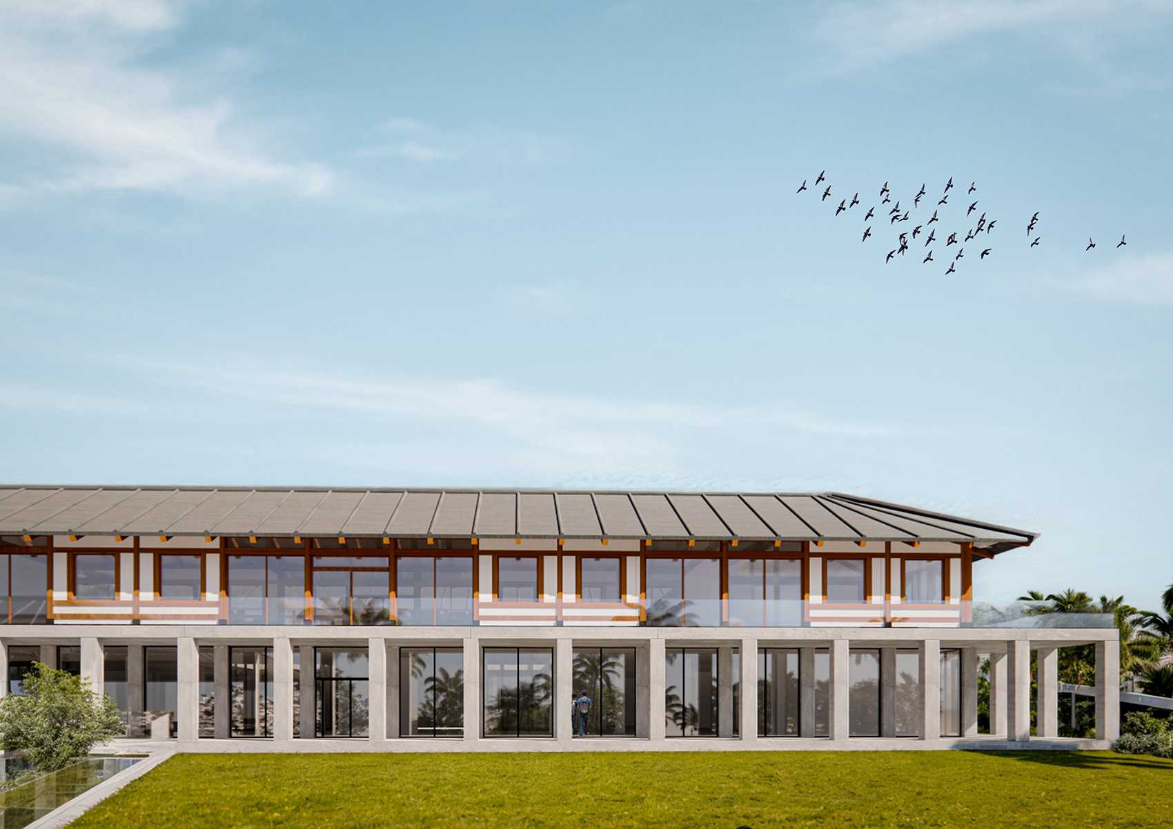 Main building's front elevation render image