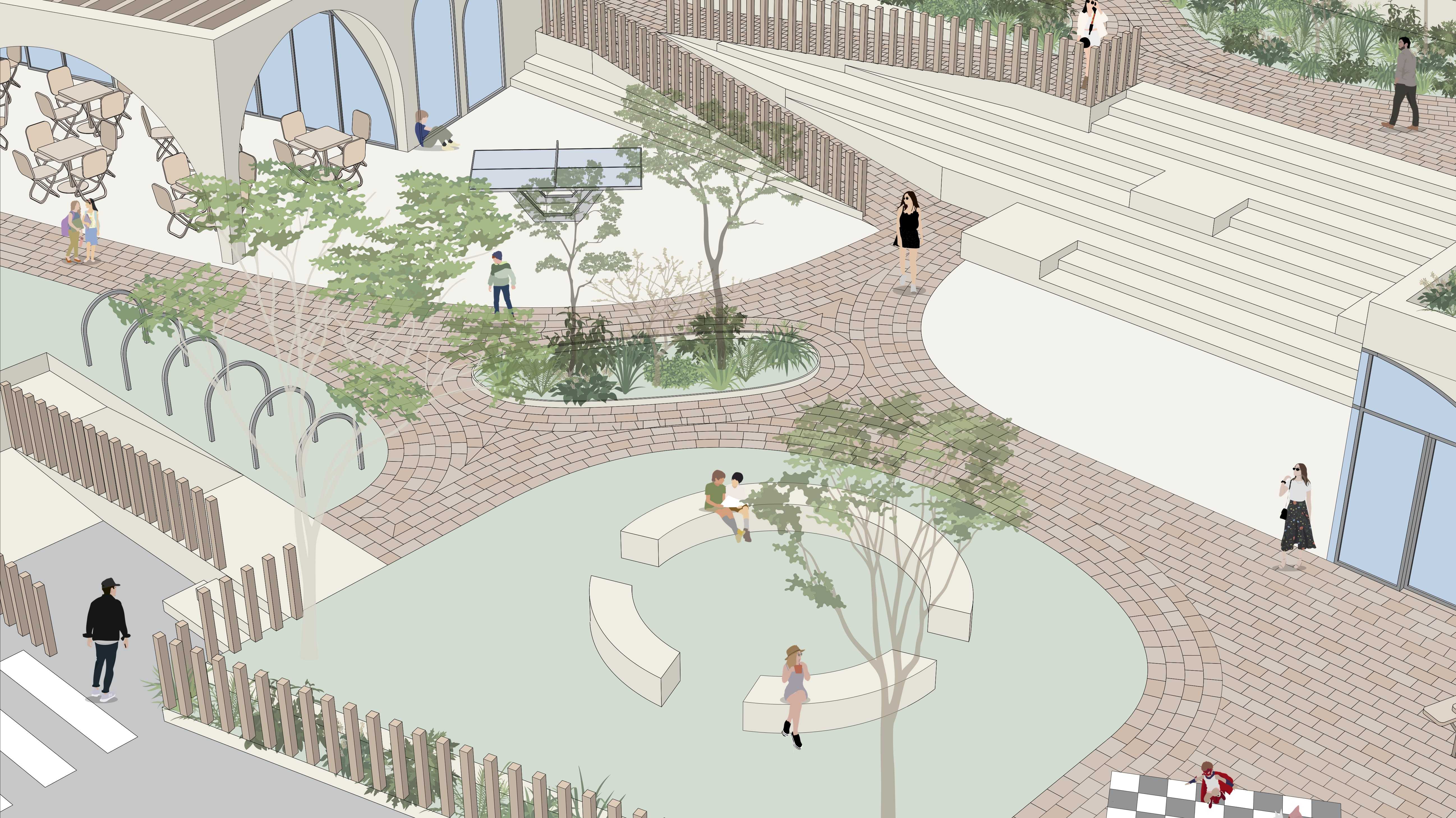 The design aims to create both social, fun and active play spaces, encouraging chil-dren to express themselves creatively, and structured, private areas where patients can feel comfortable discussing sensitive issues. 