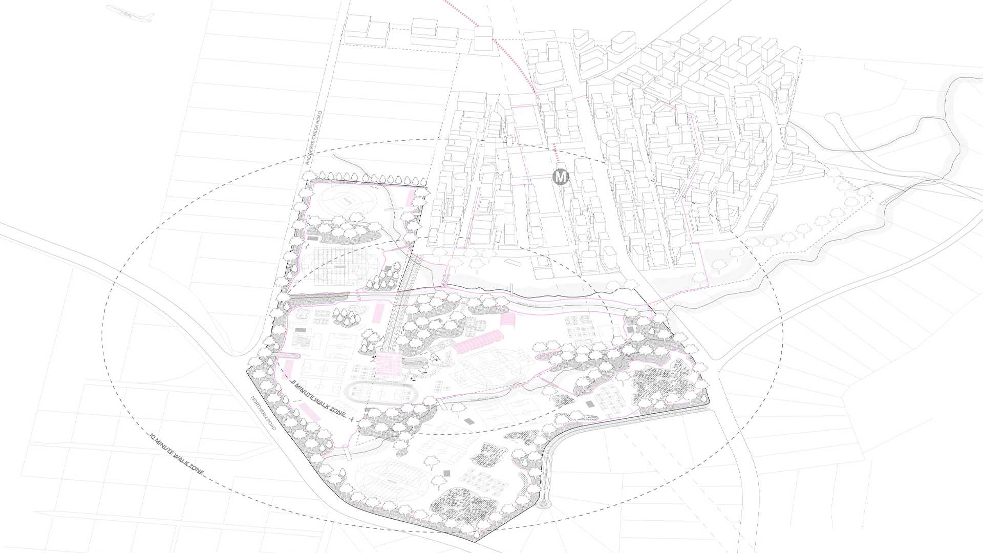 Play, Her Way…Masterplan. A new architecture fuses into a future city, in Western Sydney Aerotropolis’ – Bradfield. There is an immediacy for this in female sport and the sporting landscape.