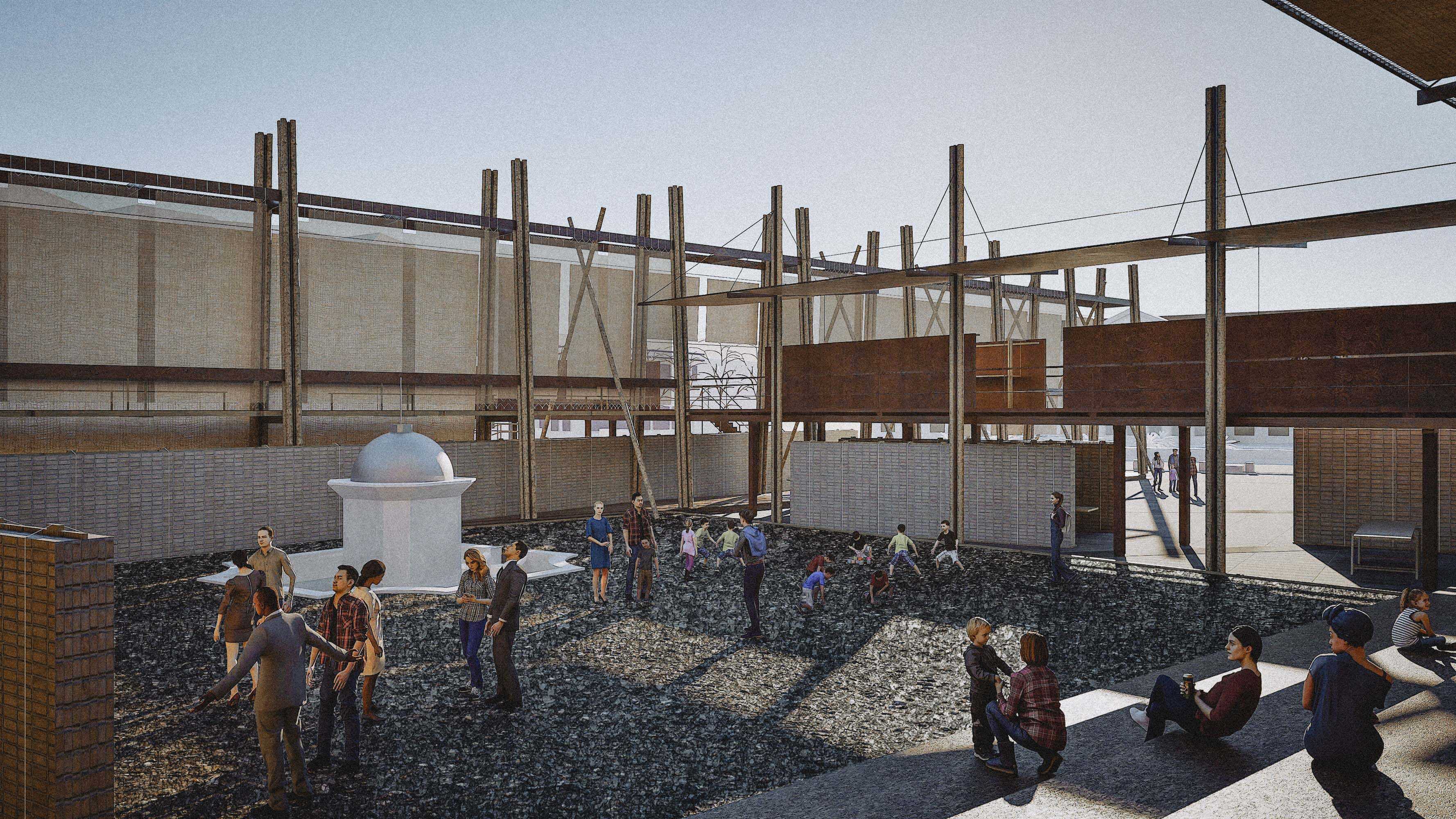 Kampung Informal Adaptations：
The shell paving in the kampung is considered a "non-compliant" element by the government, even though these shells under the stilt houses prevent flooding and aid drainage.