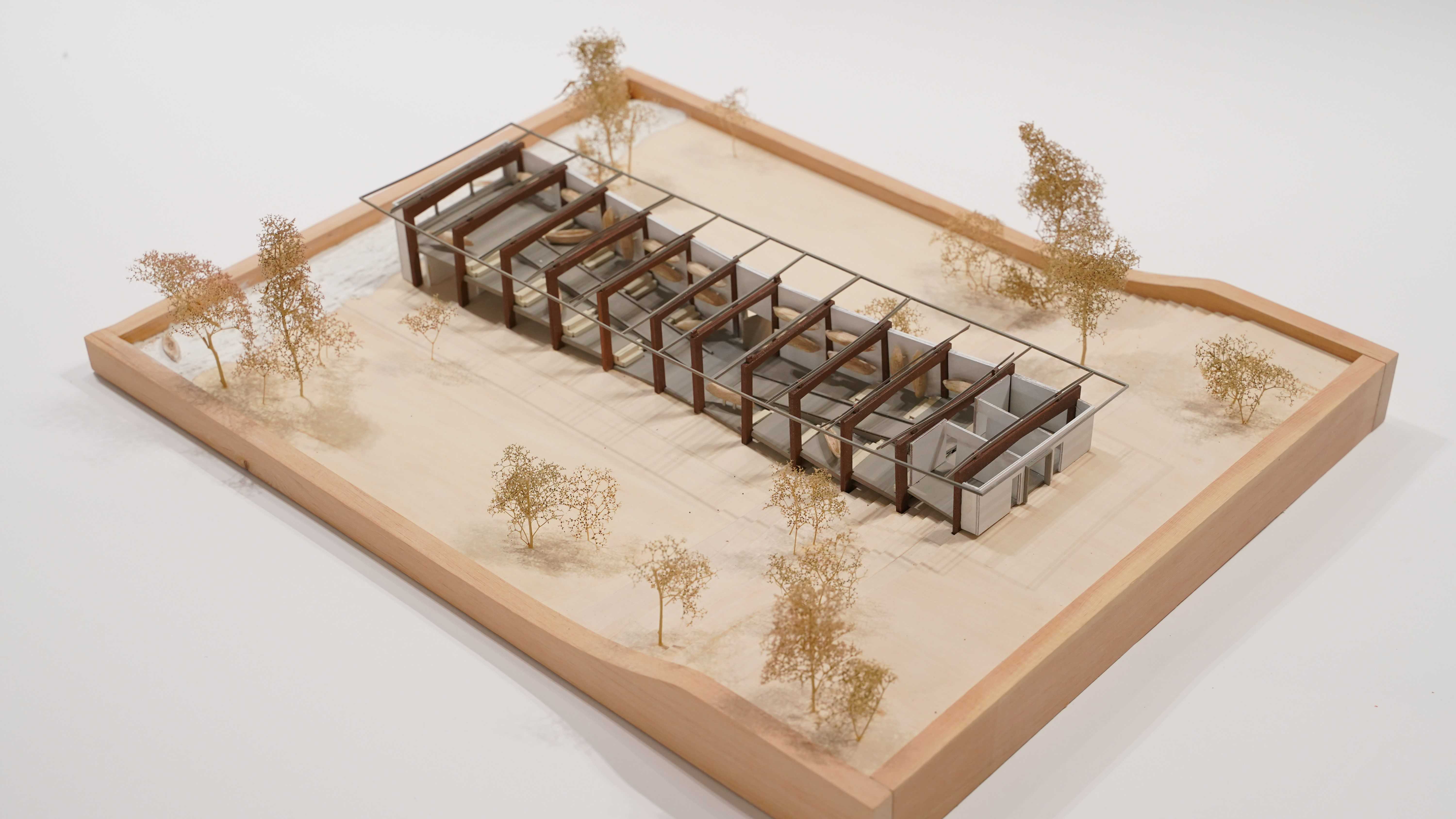 1:100 Site Model of Twofold Canoes Re-envisioned Canoe Boatshed and Maker's Space