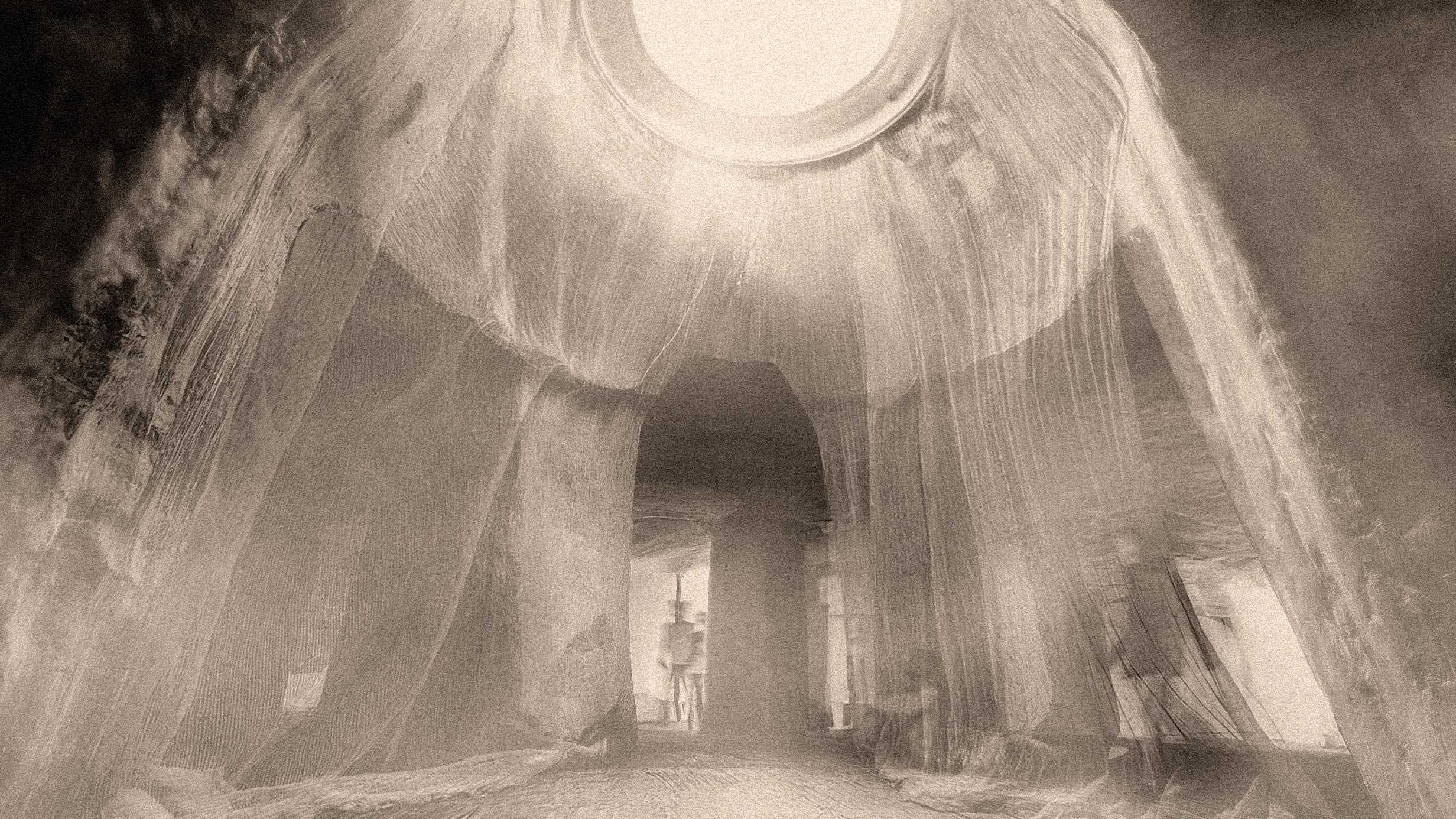 Archive tunnel systems and listening spaces break through to the surface where scars have been left in the landscape from objects and buildings no longer exist.