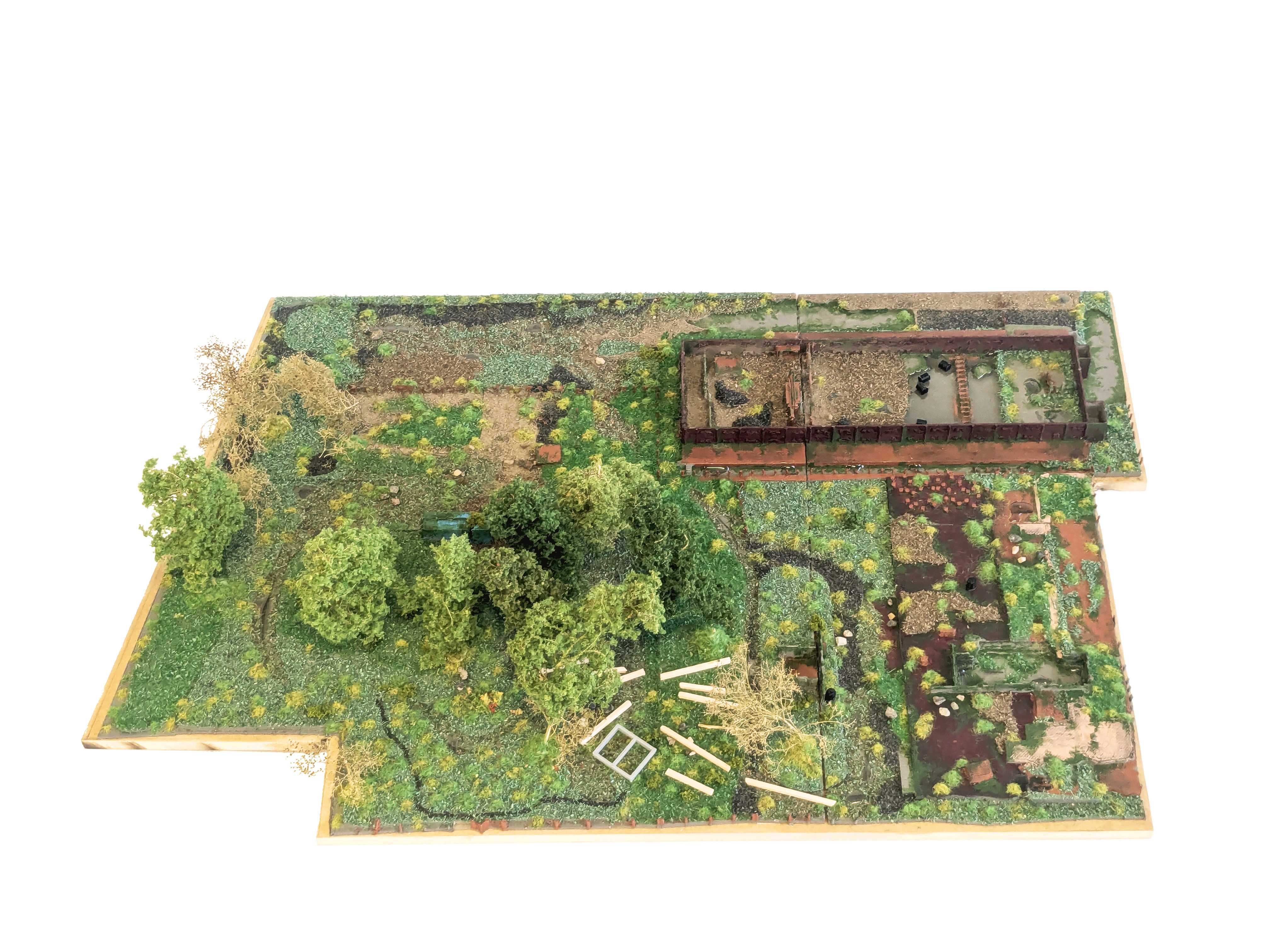 Physical model of the overall site and the proposed interventions unveiling the Gesamtkunstwerk. Scale 1:275. 