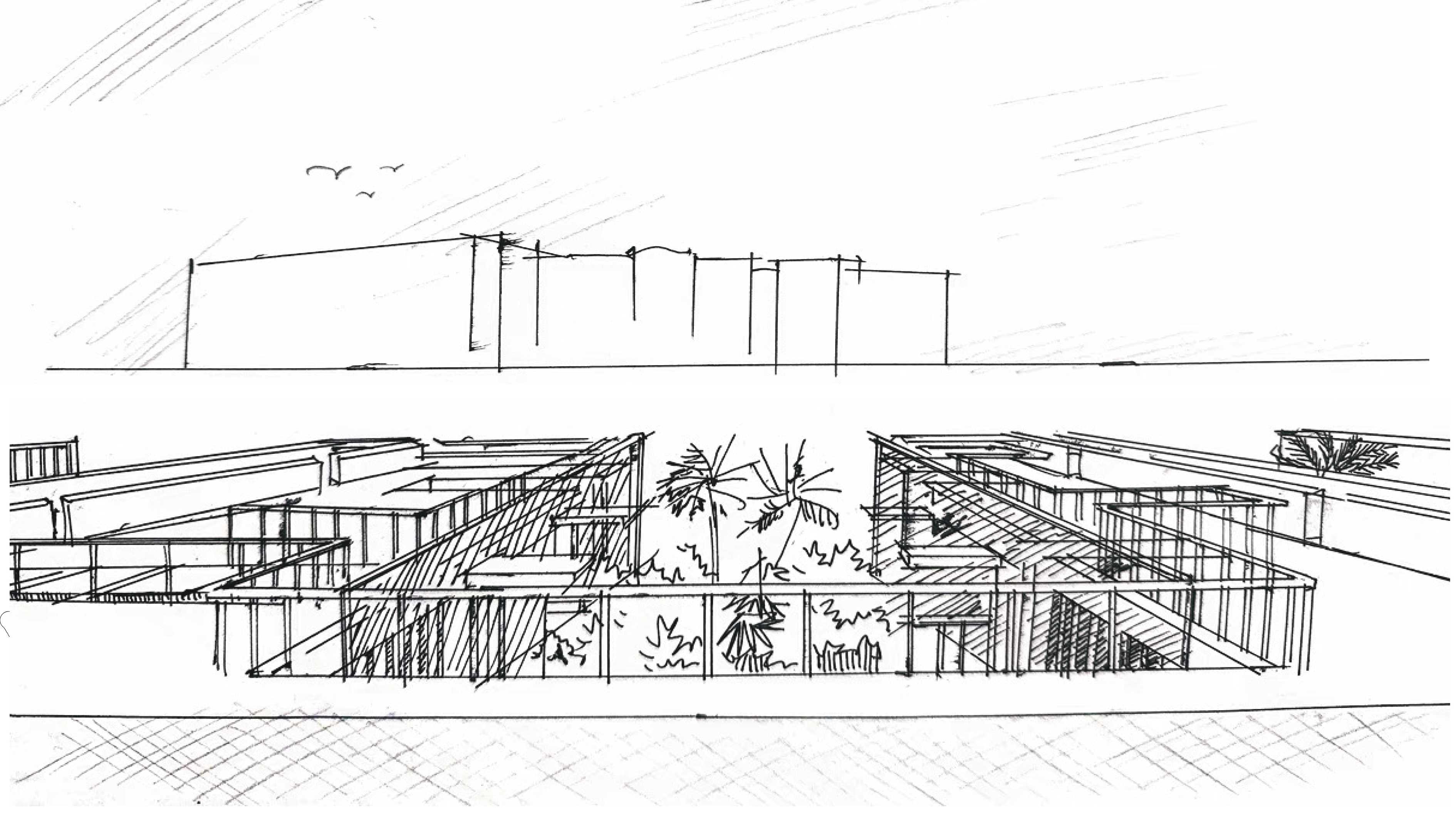 The design reinterprets bold Dutch spatial forms, embracing them into the landscape to create dynamic, layered spaces. Unified rooflines and greenery enhance sustainable land integration, symbolizing respect for cultural values.