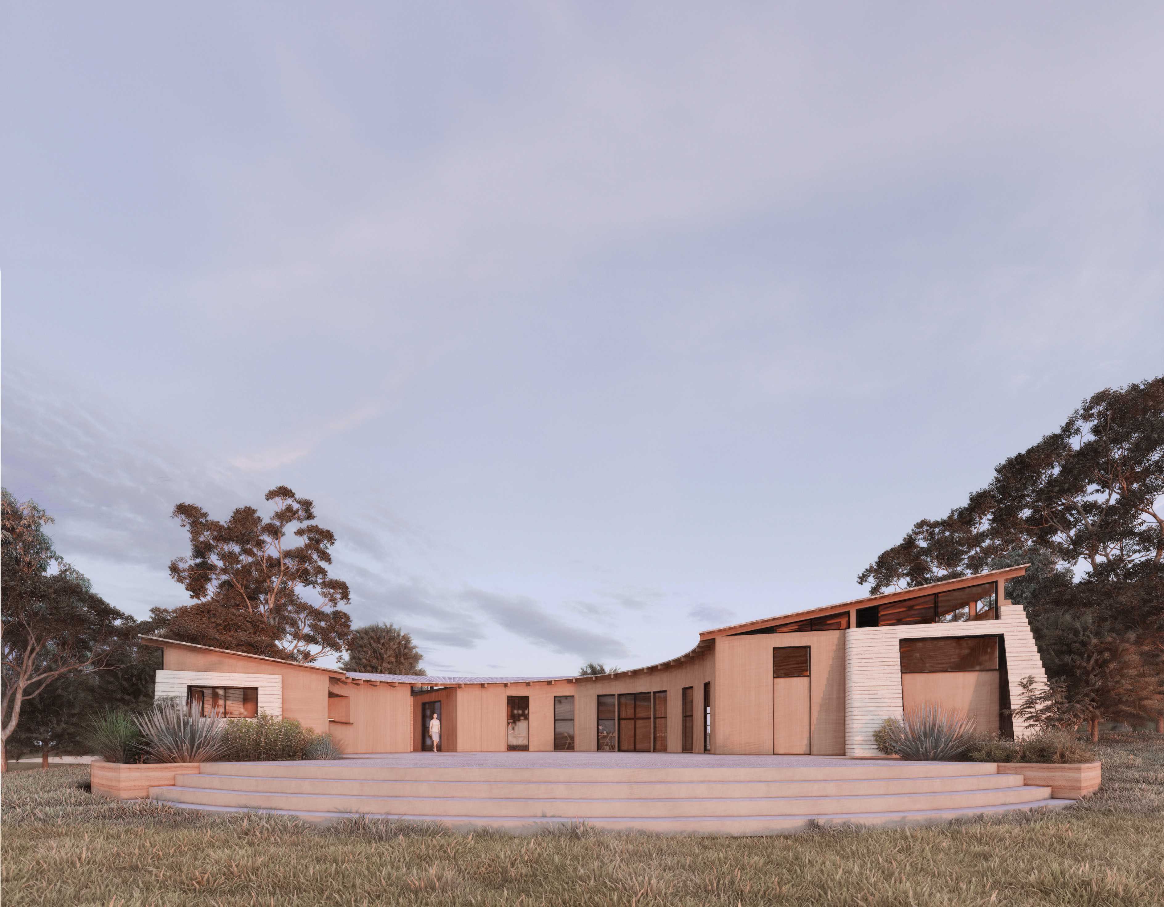 The curvature of the central courtyard expresses a strong focal creating a collaborative atmosphere which incentivise community and interaction. The openness and orientation allows constant natural sunlight within the interiors at all times. 