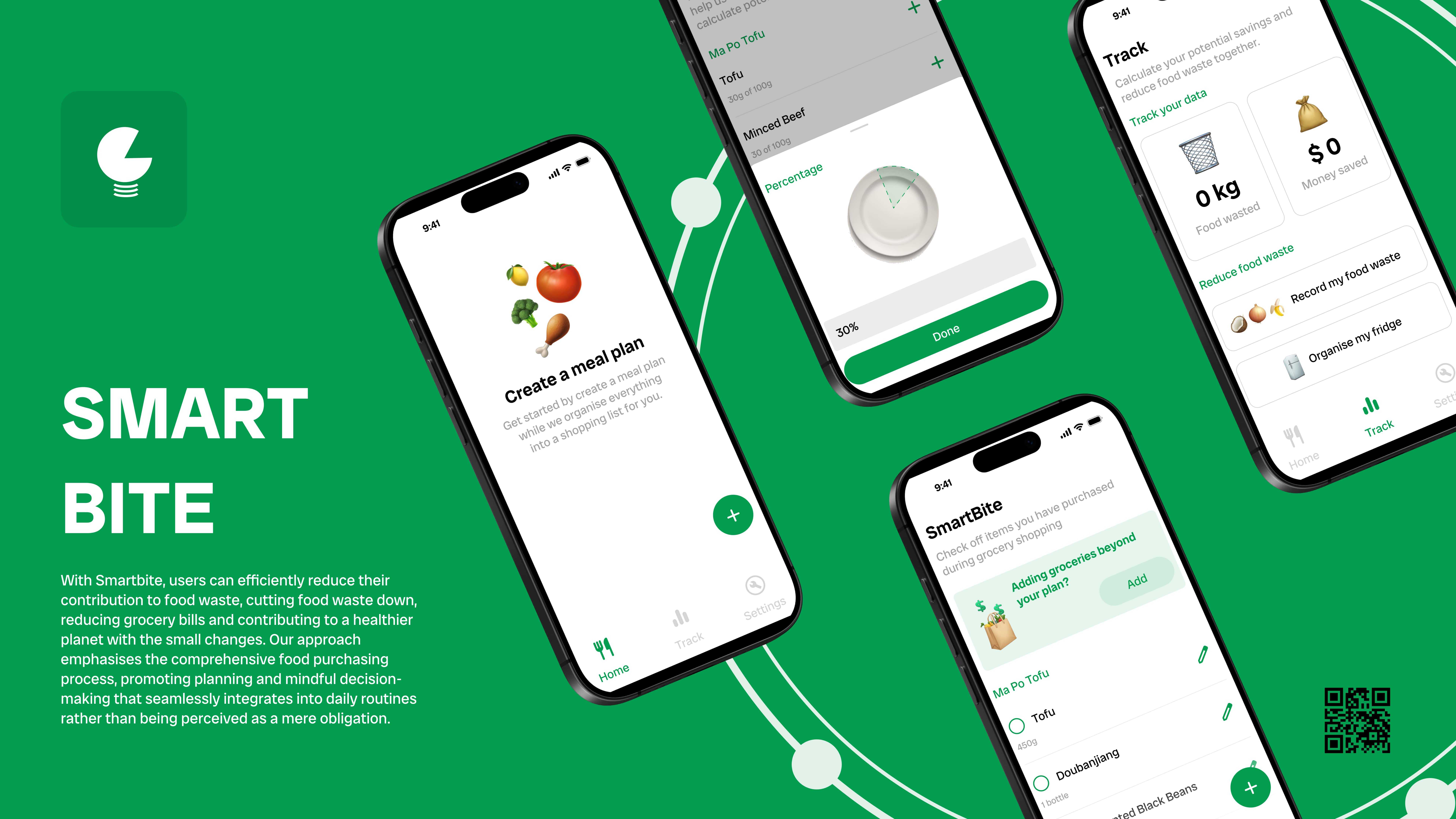 Introducing Smartbite, Reducing Food Waste, One Meal at a Time. With Smartbite, users can efficiently reduce their contribution to food waste, cut food waste down, reduce grocery bills and contribute to a healthier planet with small changes. 