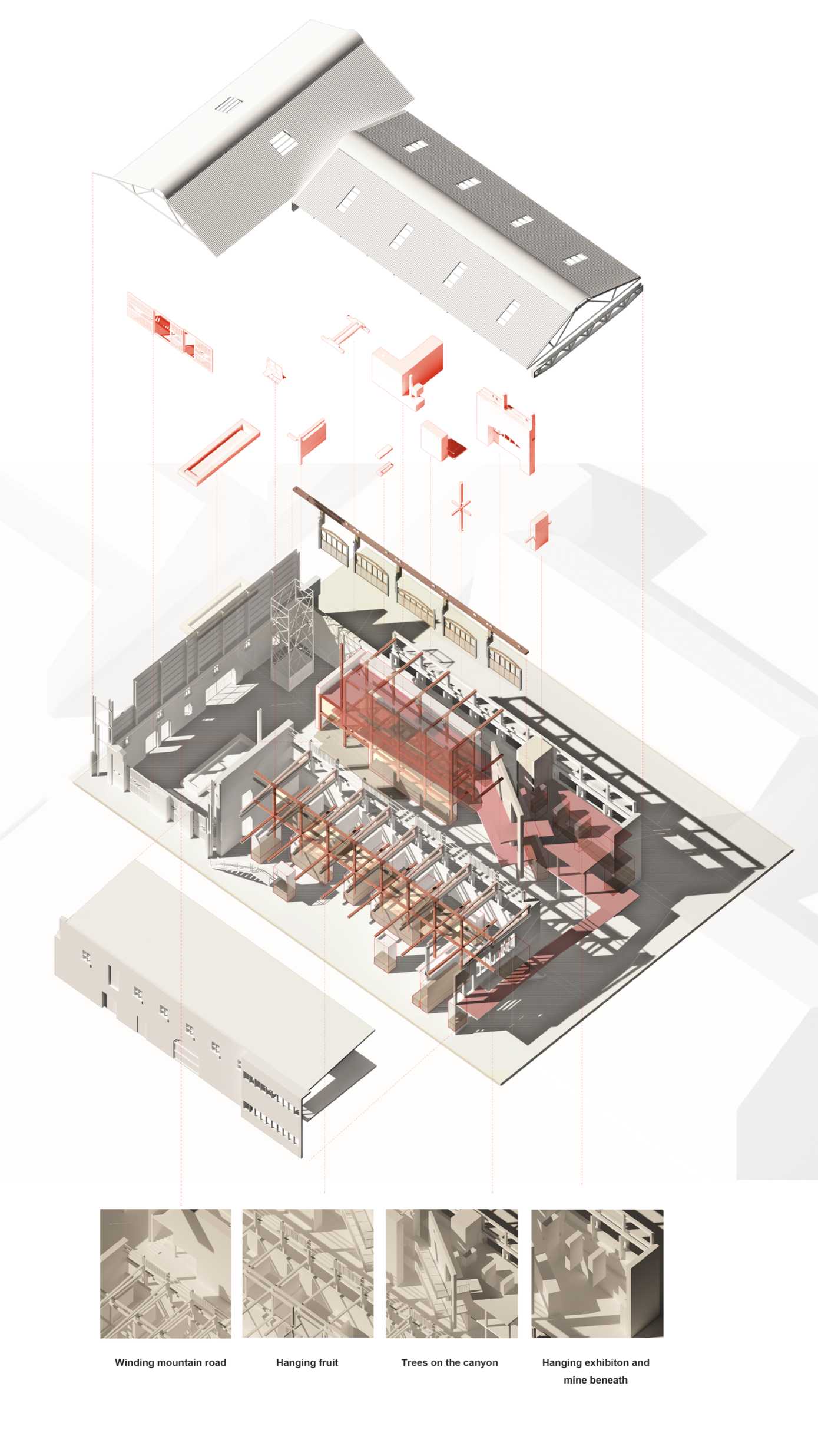 The Songline Museum marks the journey’s start, featuring a suspended canoe reflecting Cockatoo Island’s history. Interior spaces and a counterweight door allow dynamic flow and diverse spatial experiences. 