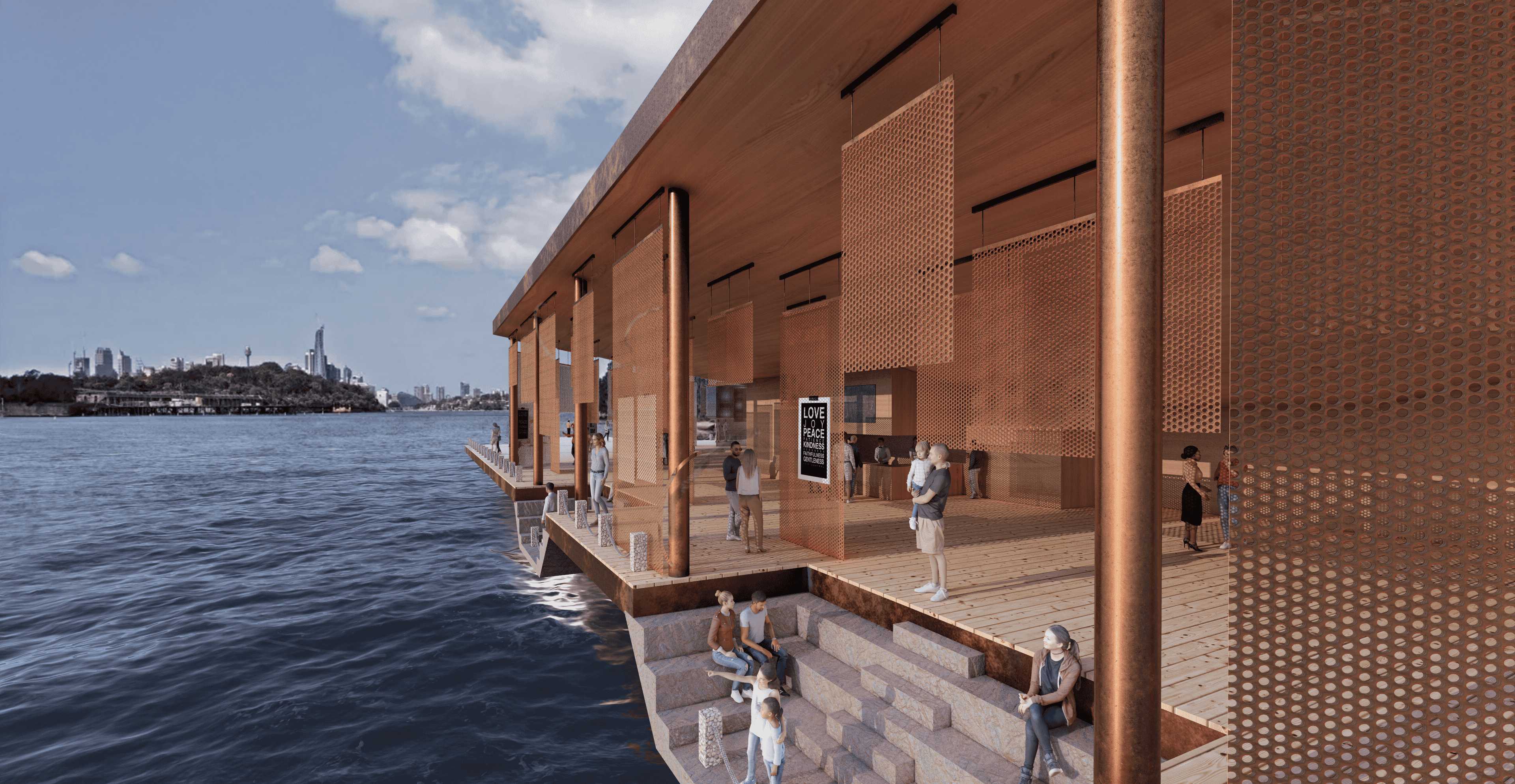 Stairs towards the harbour play with the natural forces of the tides. This daily rhythm of the tide reminds the ongoing relationship between the natural environment and the built world.