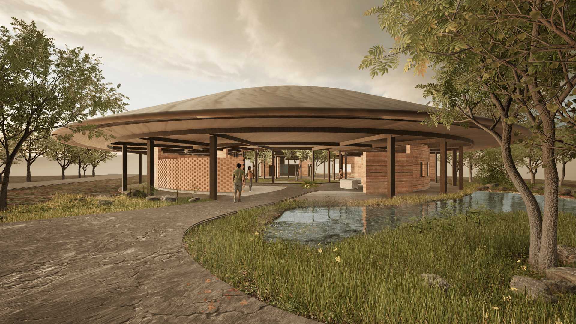 The entrance view of the Welcome building, Jigamy Farm Visitor Center 