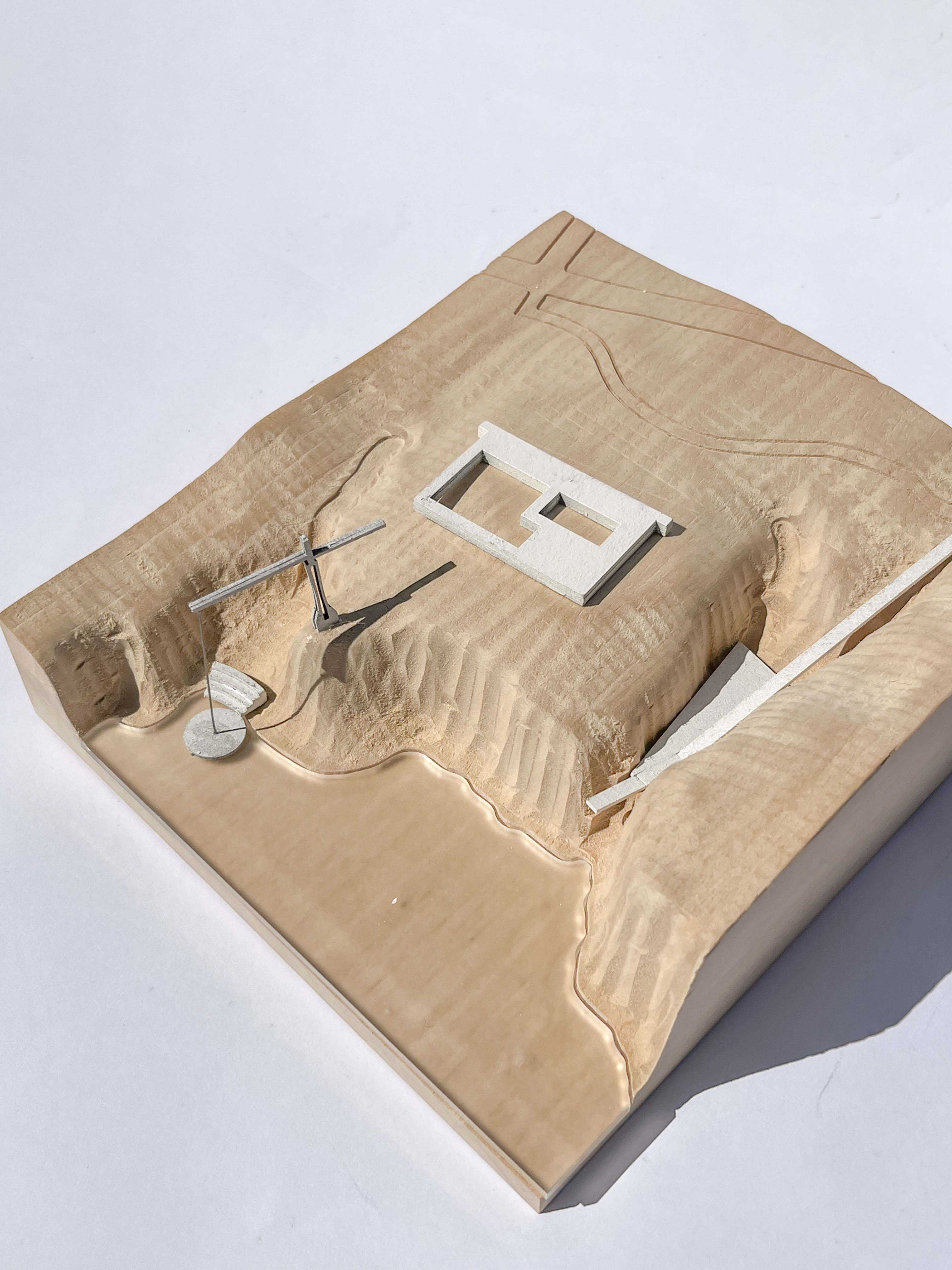 Detailed drawing for the timber portal frame and cable structure complex