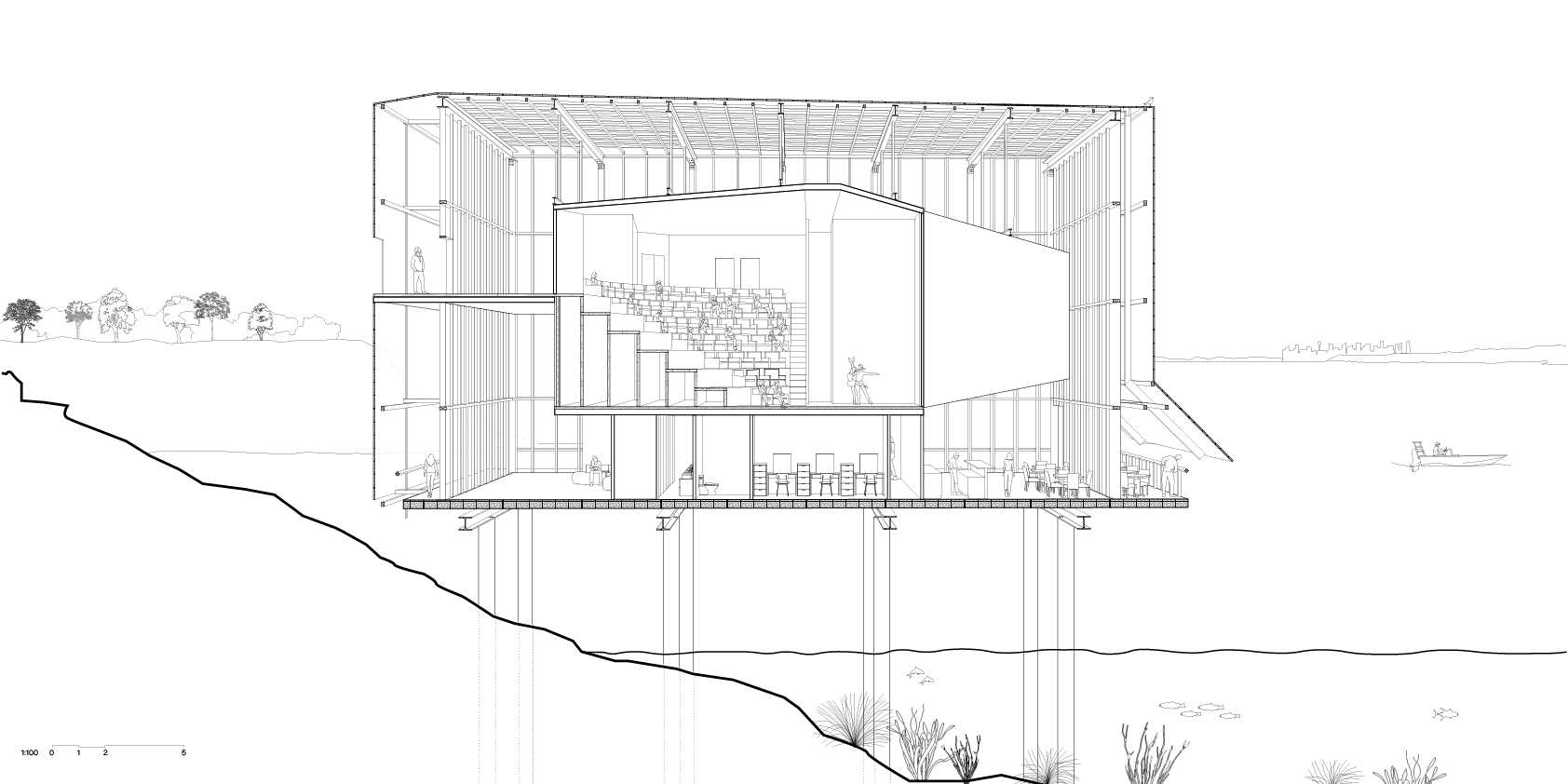 1:100 sectional perspective