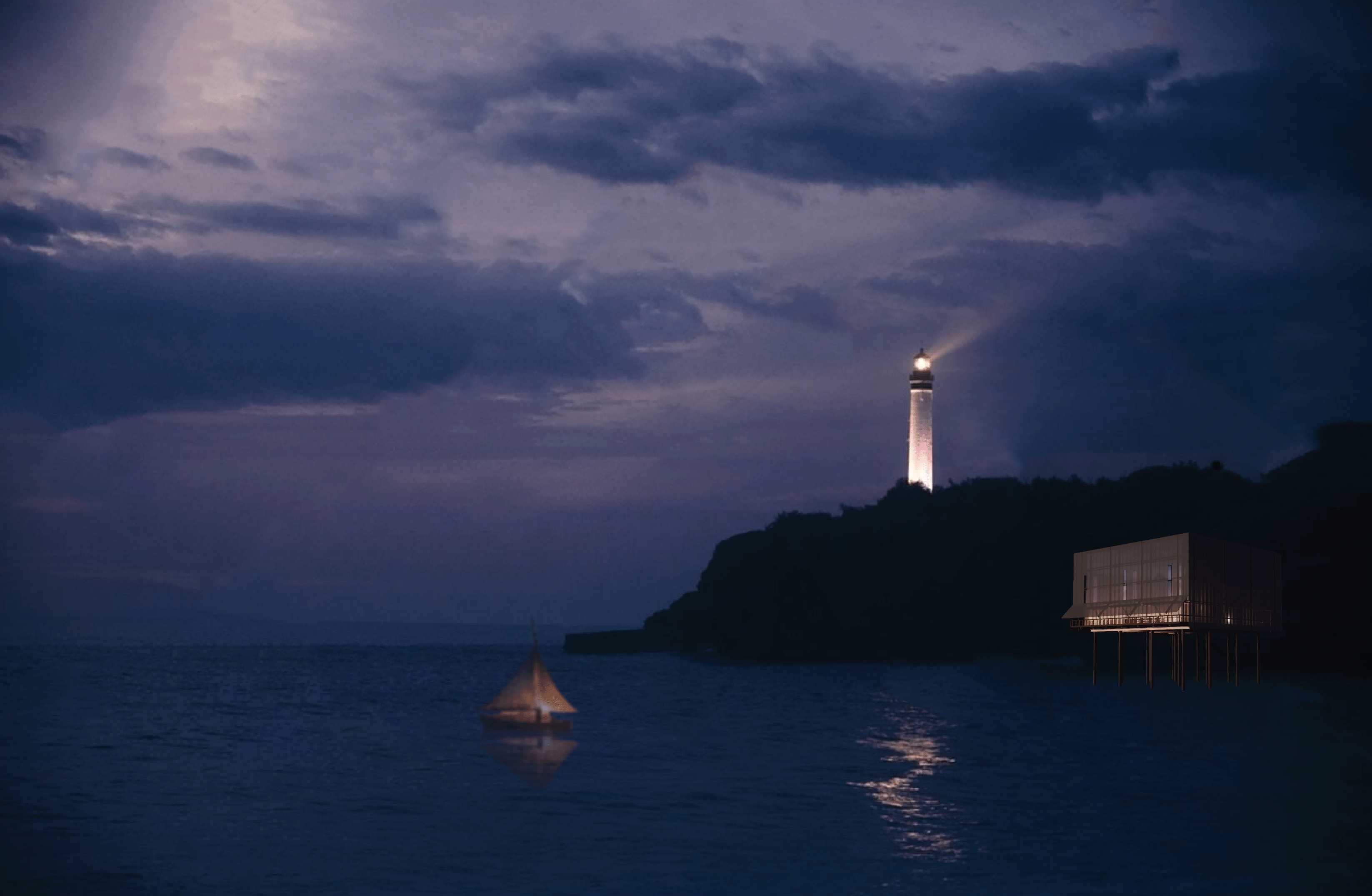 view of the South Head Performance House at dusk