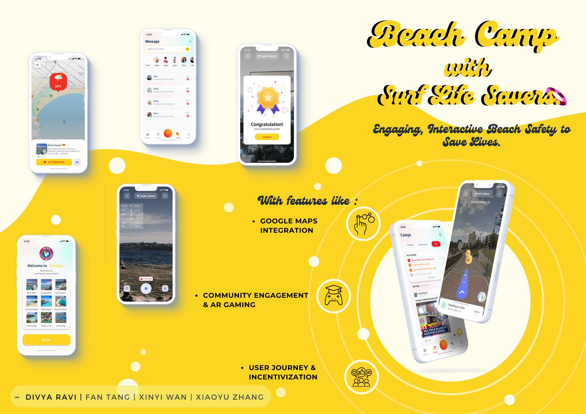 Beach Camp combines Strategic and Interaction design, AR, and gamification to make beach safety education accessible, interactive, and memorable—empowering safer experiences on Australian shores.