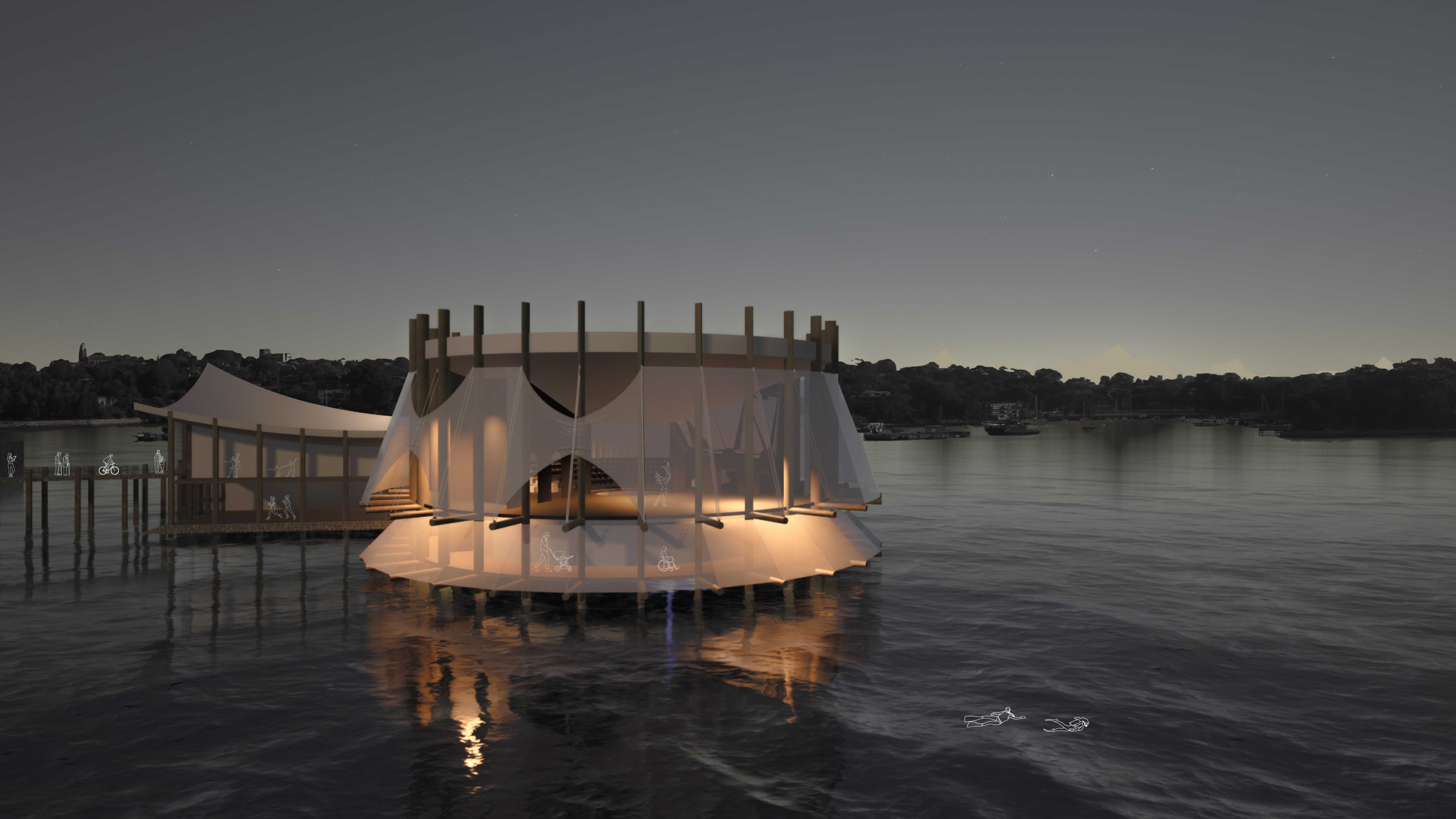 Rendered image of “Broken Ballet” located off the coast of Balls Head. 