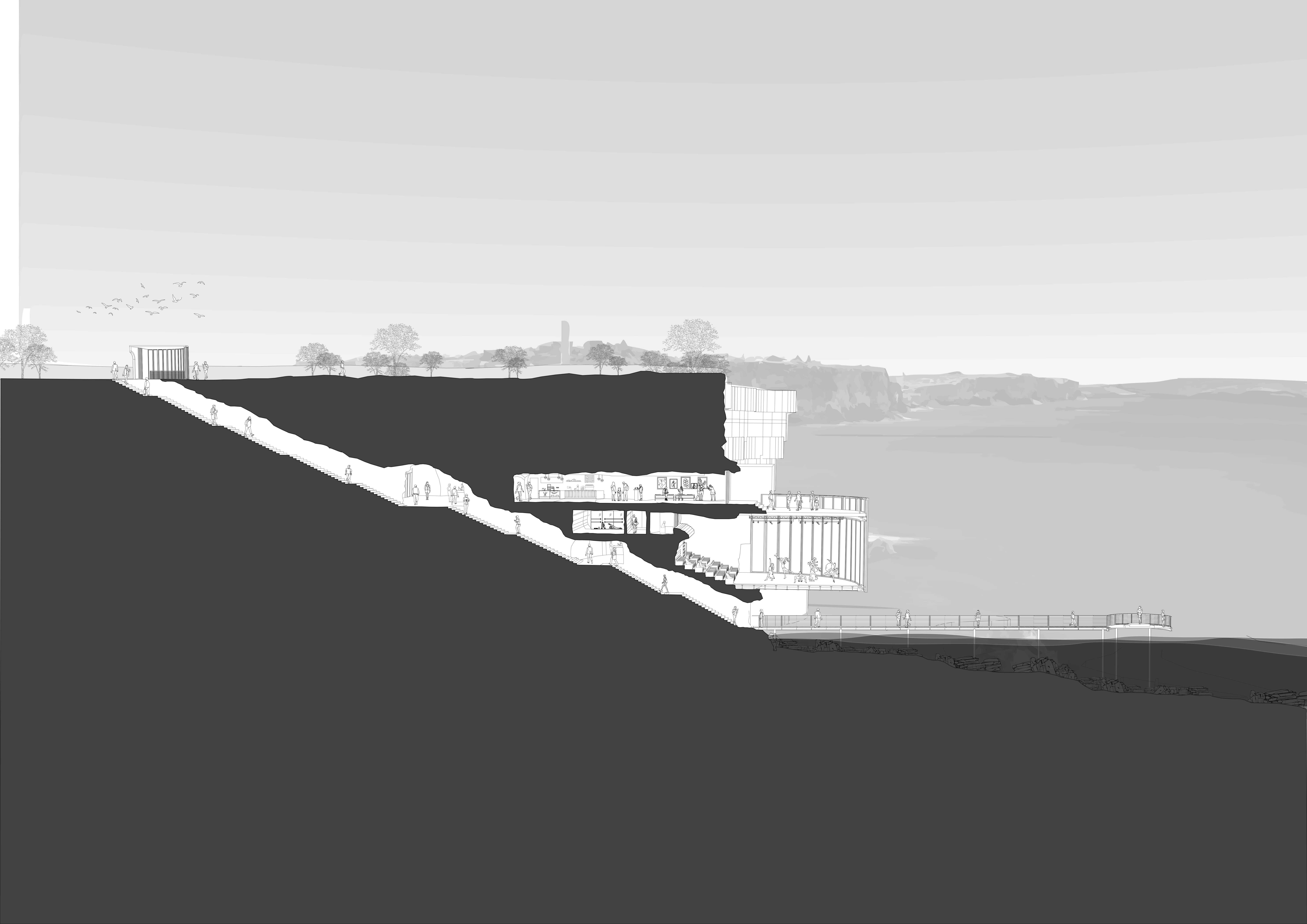 From the vast sky that maps ancient celestial navigation
systems to the ocean currents that carry generations of
people across the Oceania region, Horizon Theatre is a
culmination of the 3 elements. It is not only a place to
tell and watch stories, it’s the place where the sea meets
the land and the sky, an intersection of past and present,
which can be experienced in this architectural project
bringing concept and site together in harmony. 