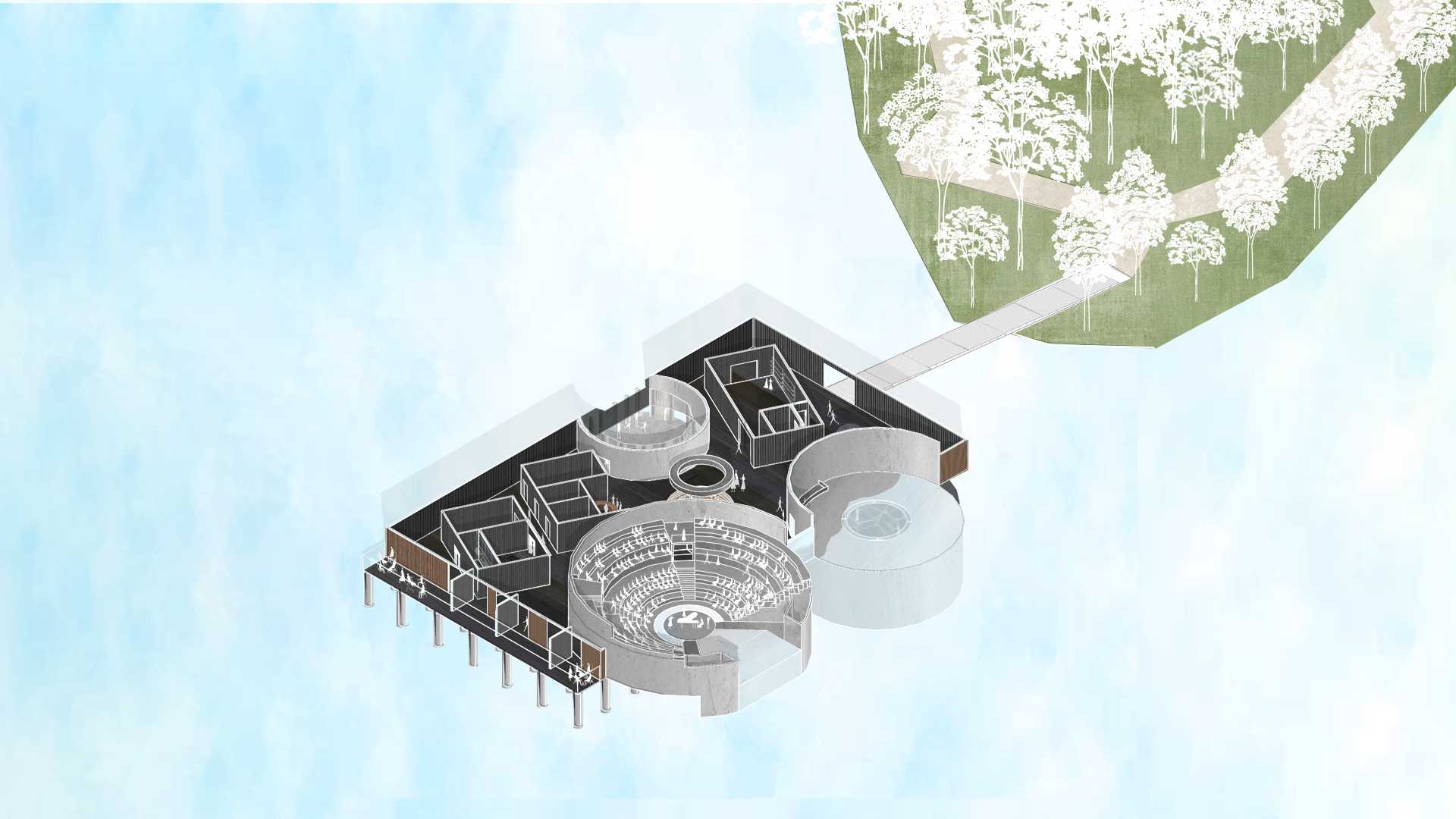 Collage Axonometric of Theatre Project